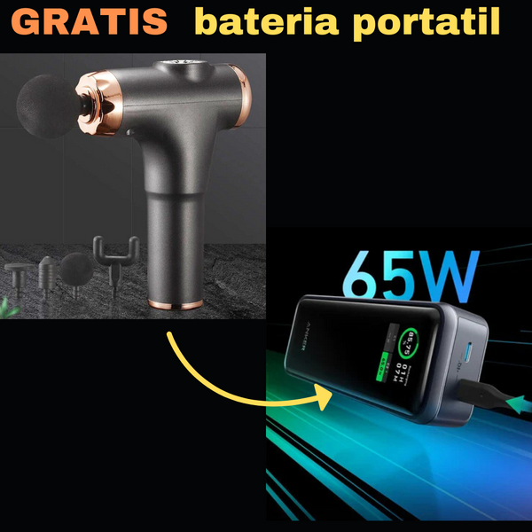 Pistola Masajeadora Portatil + GRATIS bateria portatil