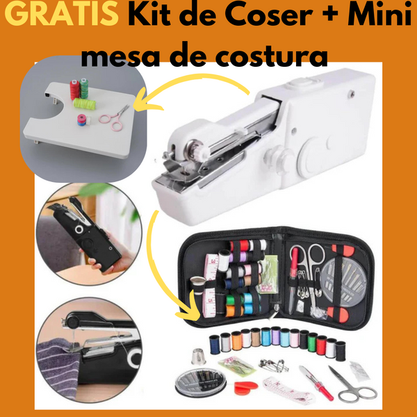 Maquina de Coser Portatil + Kit de Coser + mesa de costura GRATIS